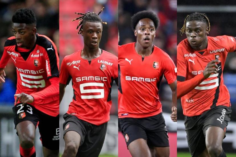 Dembélé, Camavinga, Tel et Ugochukwu lors de leur formation au Stade Rennais (SRFC)